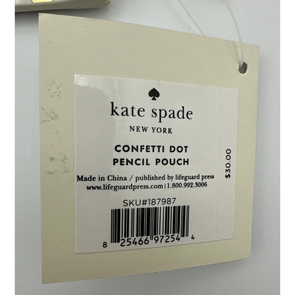 Kate Spade Confetti Dot Pencil Pouch Cosmetic Bag Writing Supplies New with Tags